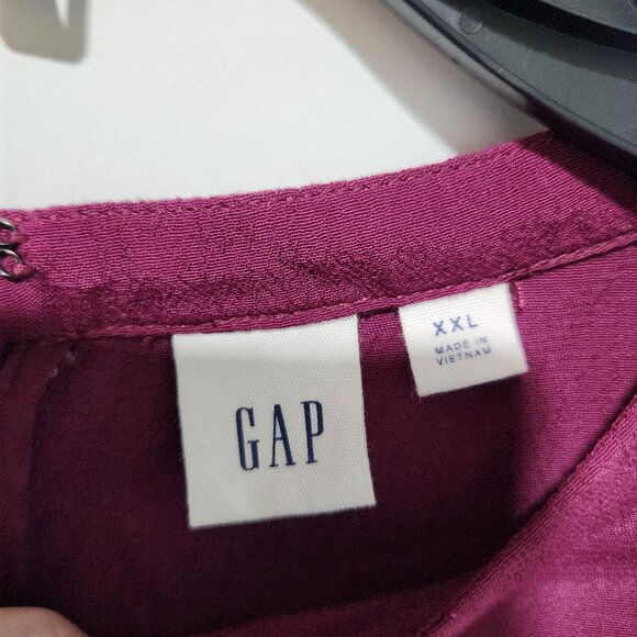 GAP Women's Long Sleeve Berry Purple Peasant Style Dress with Embroidery XXL - Picture 2 of 11